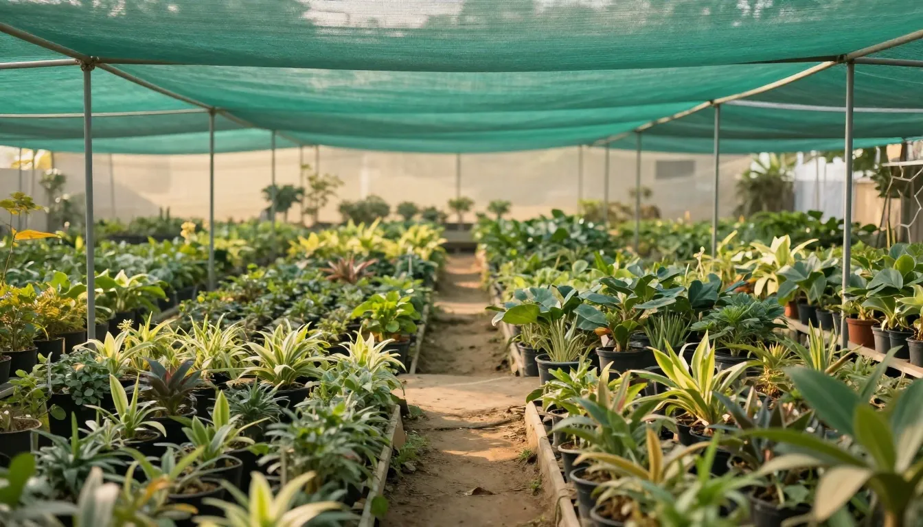 Rows of healthy potted plants at a partner nursery